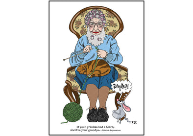 Cartoon depicting the Yiddish quote, “If Grandma Had A Beard, She Would Be A Grandpa"